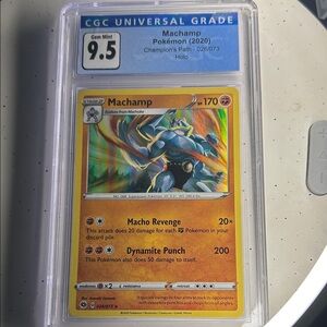 Pokemon Machamp Card - Blue and Yellow